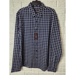 NWT Michael Kors button up shirt Men's size XL Navy Blue White Slim Fit NWT